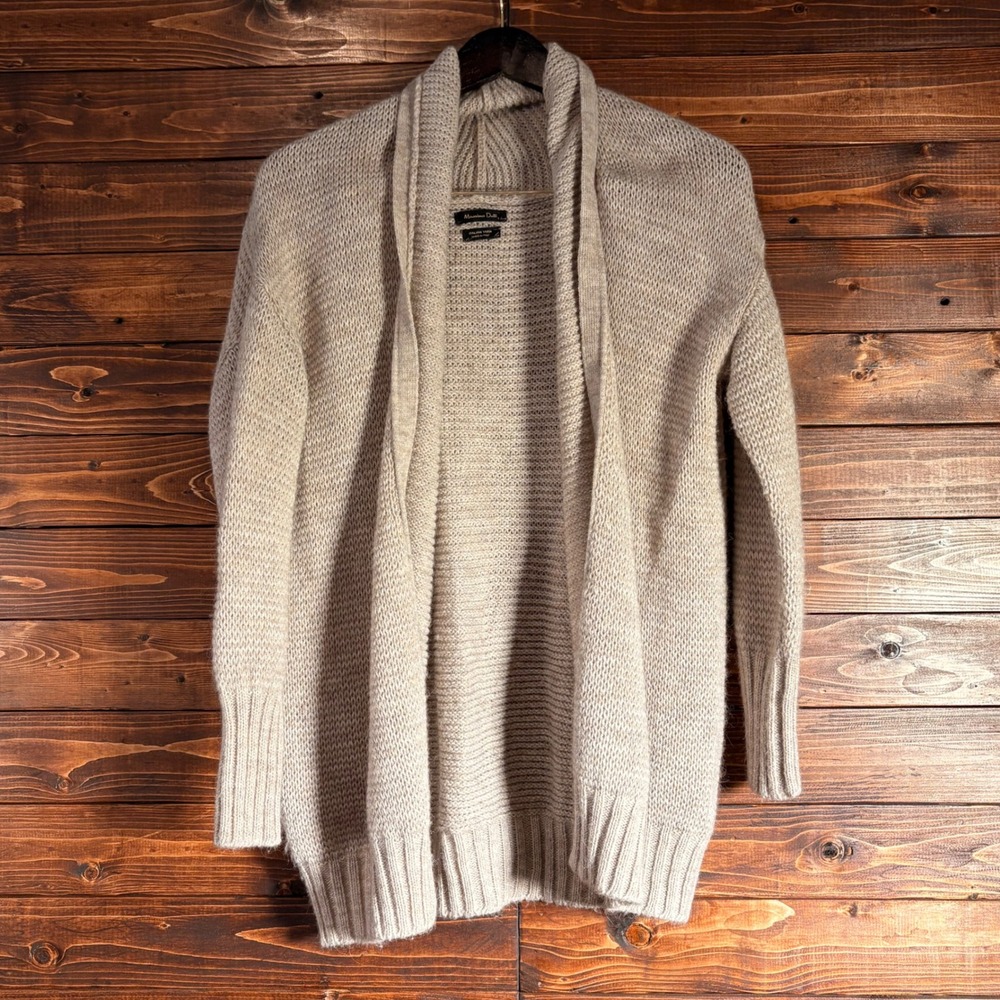 Massimo Dutti Italian Yarn Alpaca Wool Long Cardigan S Chunky Knit